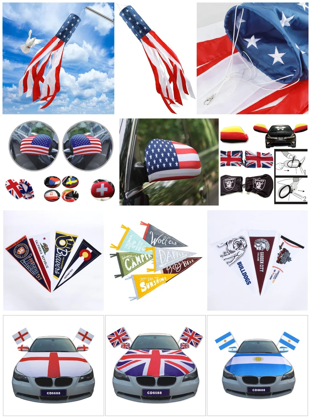 Manufactures Custom Banner Large Size Print Outdoor Backdrop Merry Car Mirror Socks