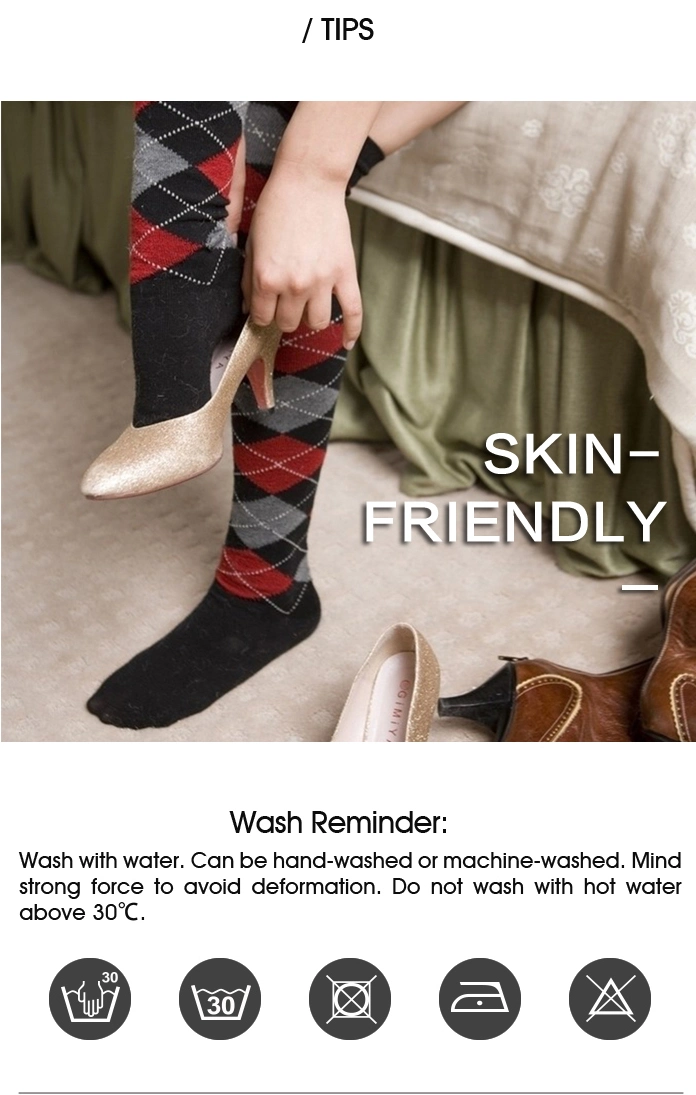 10% Comb Cotton Simple Knee High Sock for Women