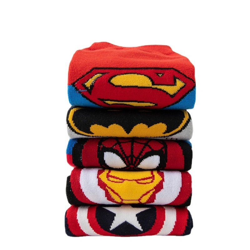 Wholesale Super Hero Style Cool Fashion Men Breathable Invisible Hosiery Cotton Cartoon Socks