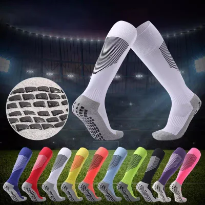 Hersteller Großhandel mit verdicktem Handtuchboden, Fußball, lange Anti-Rutsch-Strümpfe, bequeme Fußball-Fußball-Grip-Sportsocken