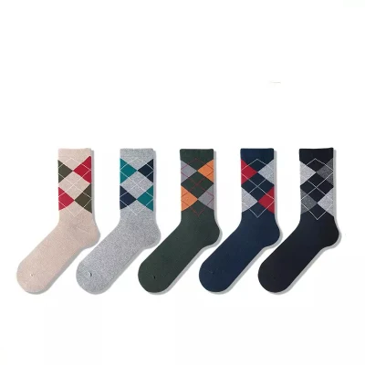 Klassische Socken mit Argyle-Muster für formelle Geschäftskleidung, Crew-Socken für Herren