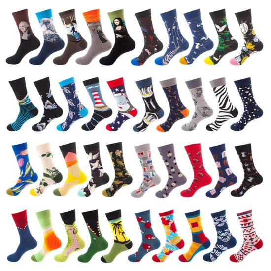 Erwachsene benutzerdefinierte Socken glückliches Design hochelastisch buntes Kleid atmungsaktive Sportsocke Baumwolle Mode Damen Herren Socken